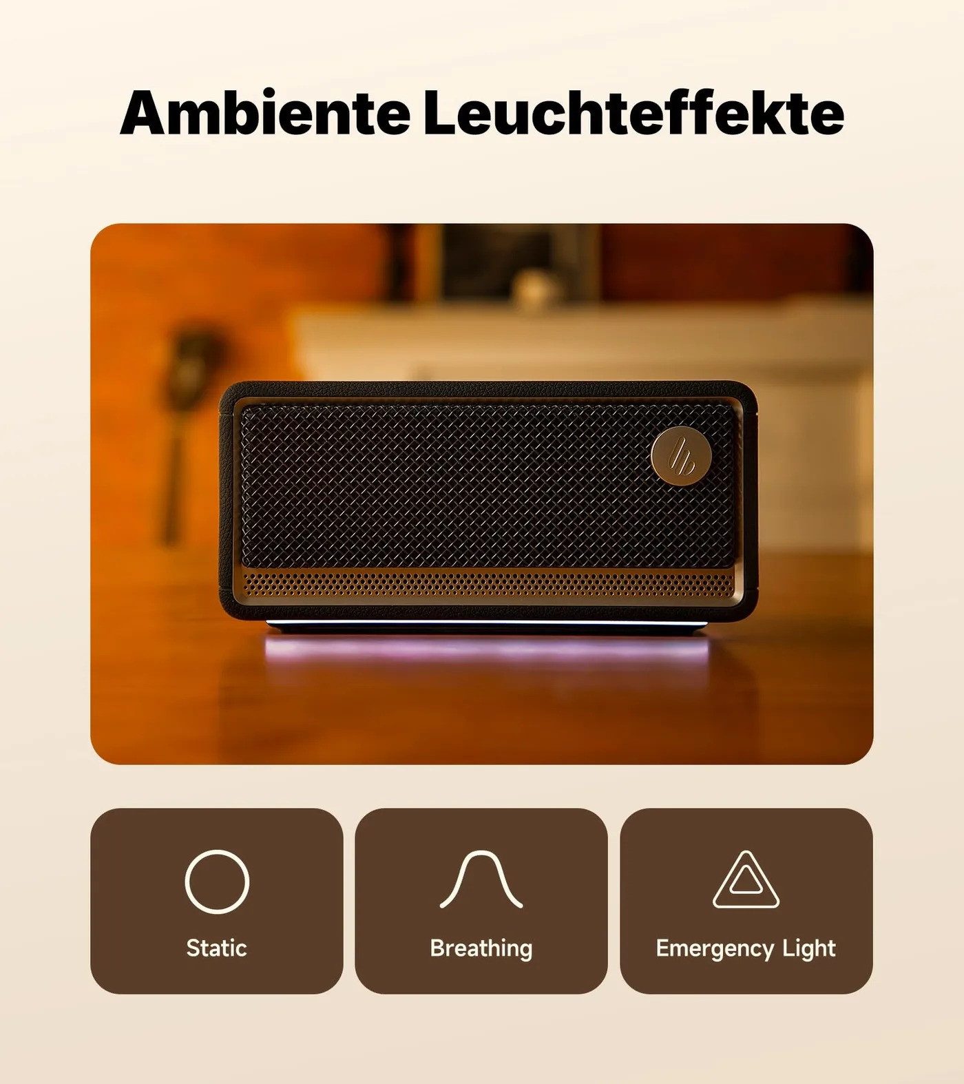 Edifier® ES60 Tragbarer Bluetooth Lautsprecher – Wasserdicht, 360° Sound & LED Bluetooth-Speaker (Bluetooth, 34 W, bis zu 9 h Wiedergabe, IP66)