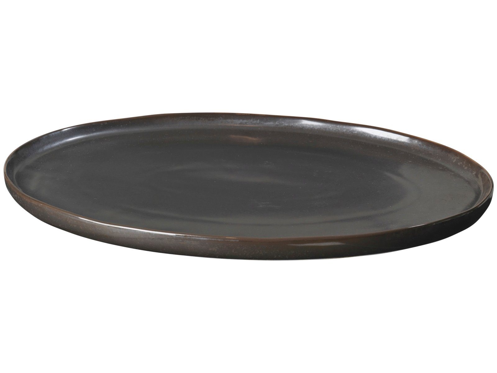 Broste Copenhagen Servierplatte ESRUM NIGHT Platte oval L 39 cm, Steinzeug, (Platten oval), Esrum Night Platte oval
