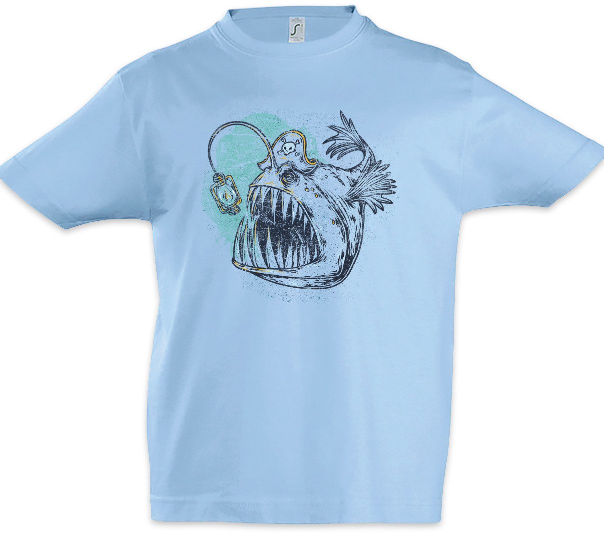 Urban Backwoods Print-Shirt Pirate Deep Sea Fish Kinder T-Shirt Kapitän Pirat Taucher Sailor (1-tlg) Tattoo Art Jerry Fisch