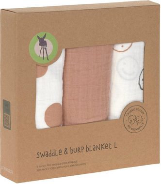 LÄSSIG Stoffwindeln Mulltuch-Set L, Tiny Smile maple (Set, 3-St)