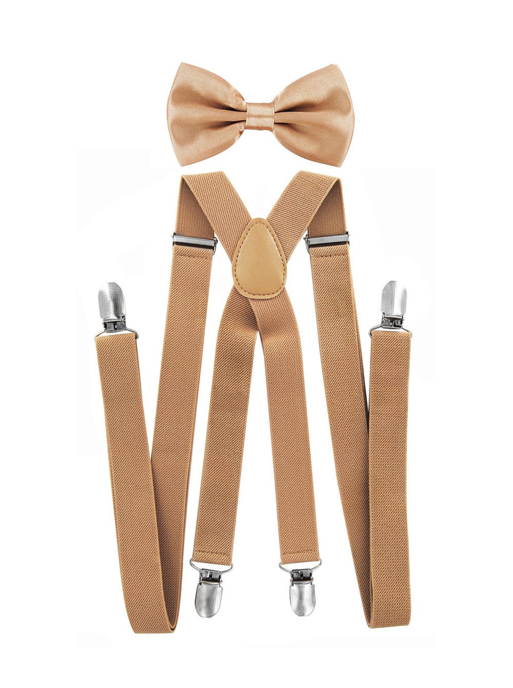 axy Hosenträger Herren Hosenträger mit Fliege Set (2-St., 2er Set) 4 Stabile Clips X-Form 2,5cm Breit verstellbar und elastisch