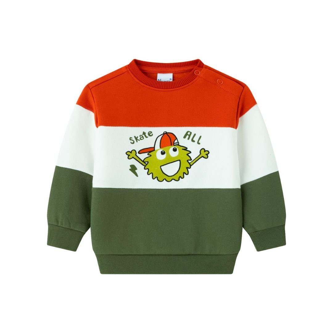 suebidou Sweatshirt süßer Pullover Colorblock mit niedlichem Print bis 2 Jahre