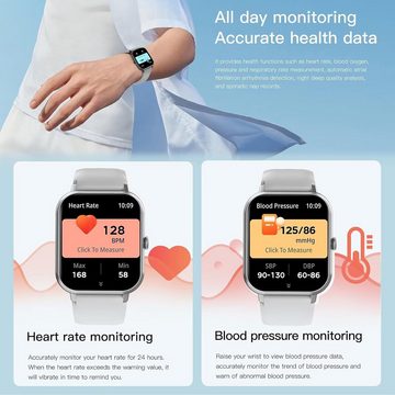 findtime Personalisierbare Zifferblätter Smartwatch (2,01 Zoll, Android, iOS), mit Blutdruckmessung Schrittzähler Uhr Klein Laufuhr Gesundheitsuhr