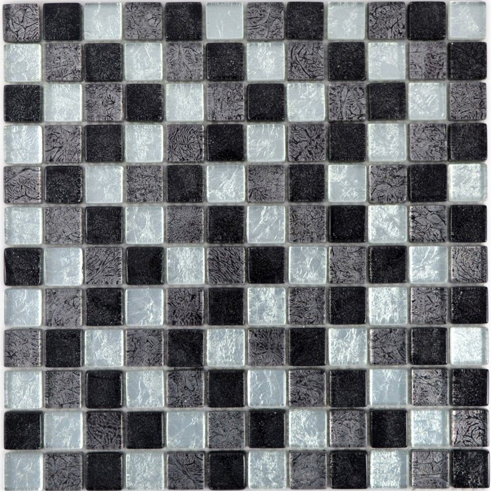 Mosani Mosaikfliesen Glasmosaik / silber Mosaikfliesen schwarz Matten glänzend Crystal 10