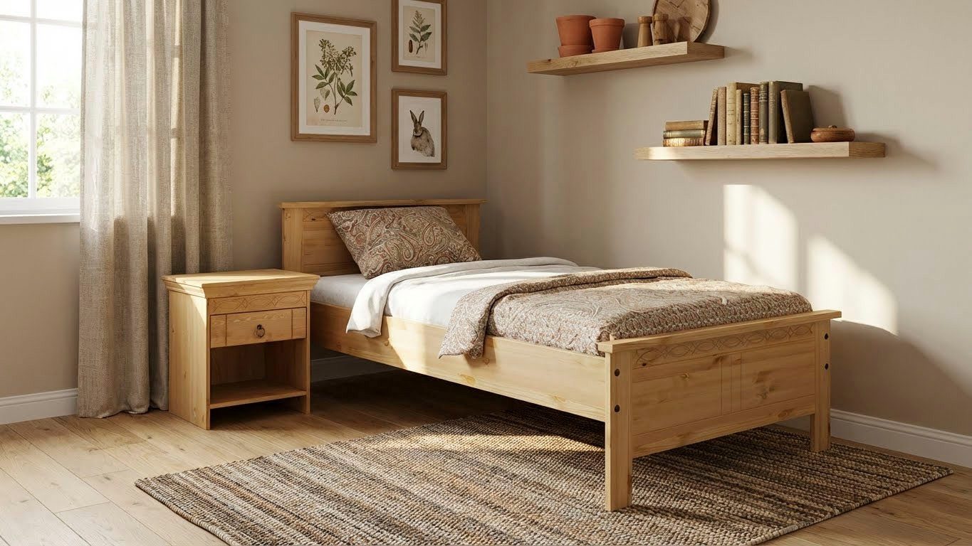 OTTO home Massivholzbett Indra, Landhausstil, edles Design,zertifiziertes Massivholz (Breite/Belastbarkeit 180cm/220 KG, 140cm/180 KG, 90cm/120 KG), mit Kopfteil, mit dekorativen Fräsungen, aus Kiefer