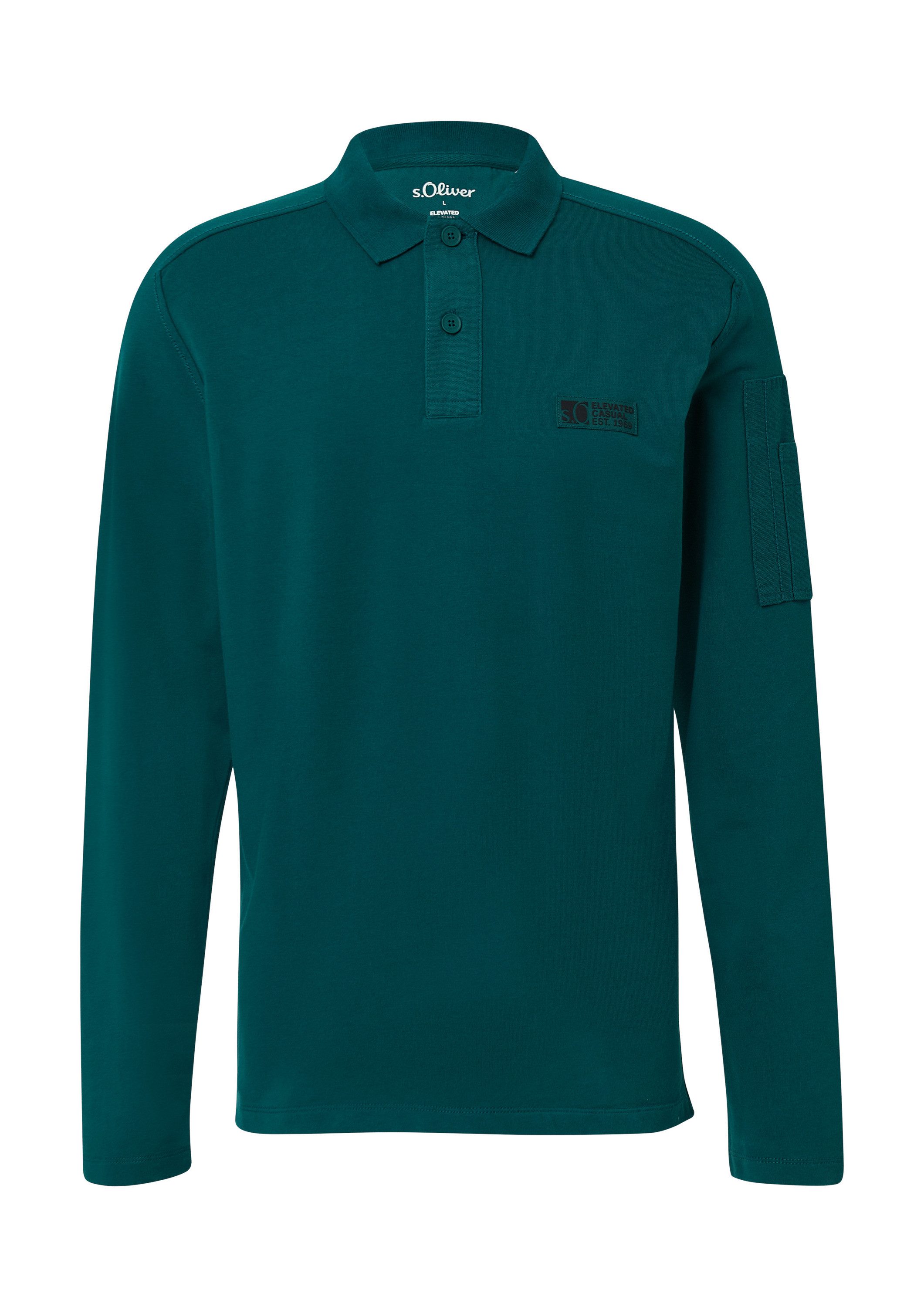 s.Oliver Langarmshirt Polo-Shirt Poloshirt im Fabricmix aus leichter Sweatw günstig online kaufen