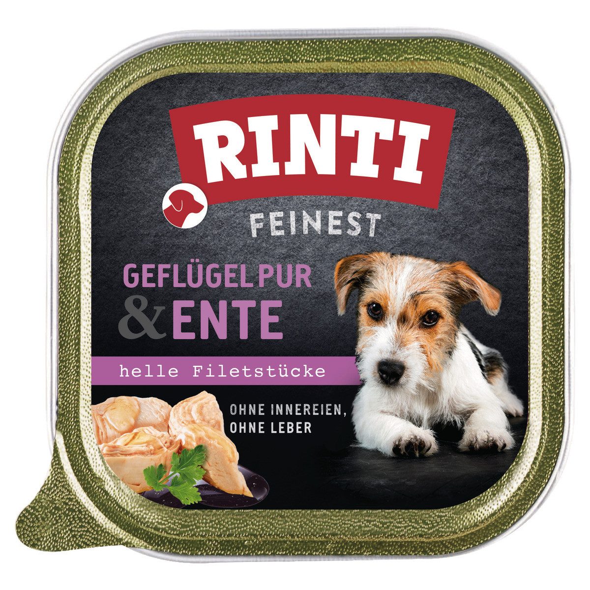 Rinti Feinest Geflügel Pur & Ente 150 g - 11 Stück, Nassfutter für: Hund
