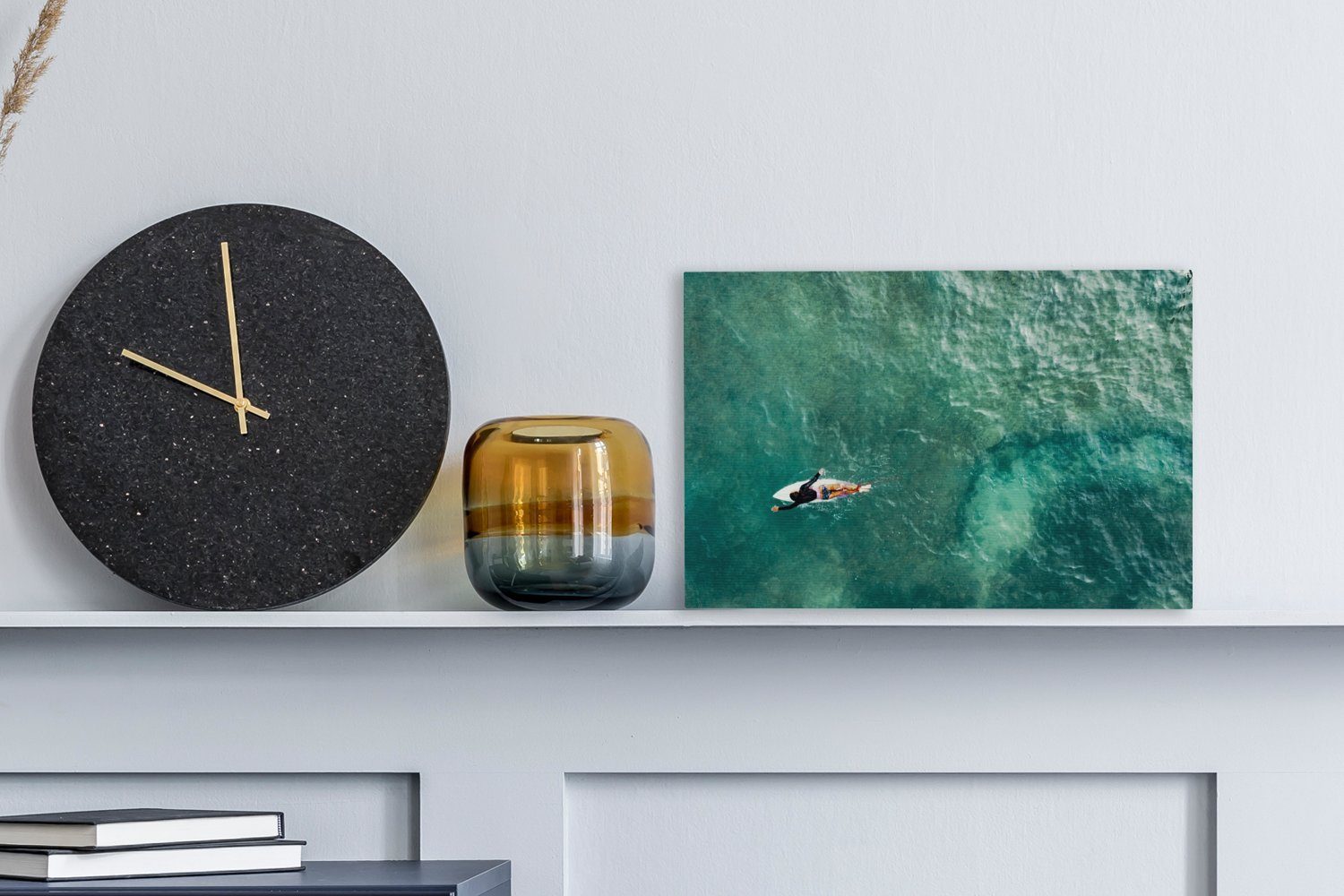 Wandbild Leinwandbild Surfer (1 beim Aufhängefertig, Wanddeko, St), cm 30x20 OneMillionCanvasses® Paddeln, Leinwandbilder,