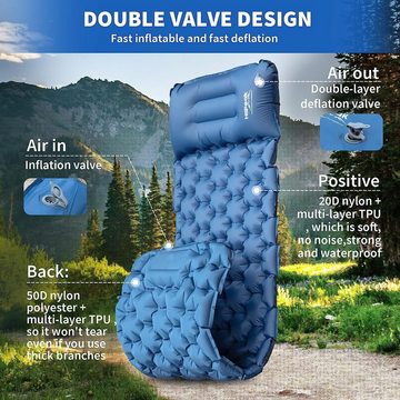 yozhiqu Luftmatratze Tragbare Luftmatratze-Camping und Reisen mit integrierter Fußluftpumpe, Isomatte – 10 cm hohe Camping-Luftmatratze mit integriertem Kissen