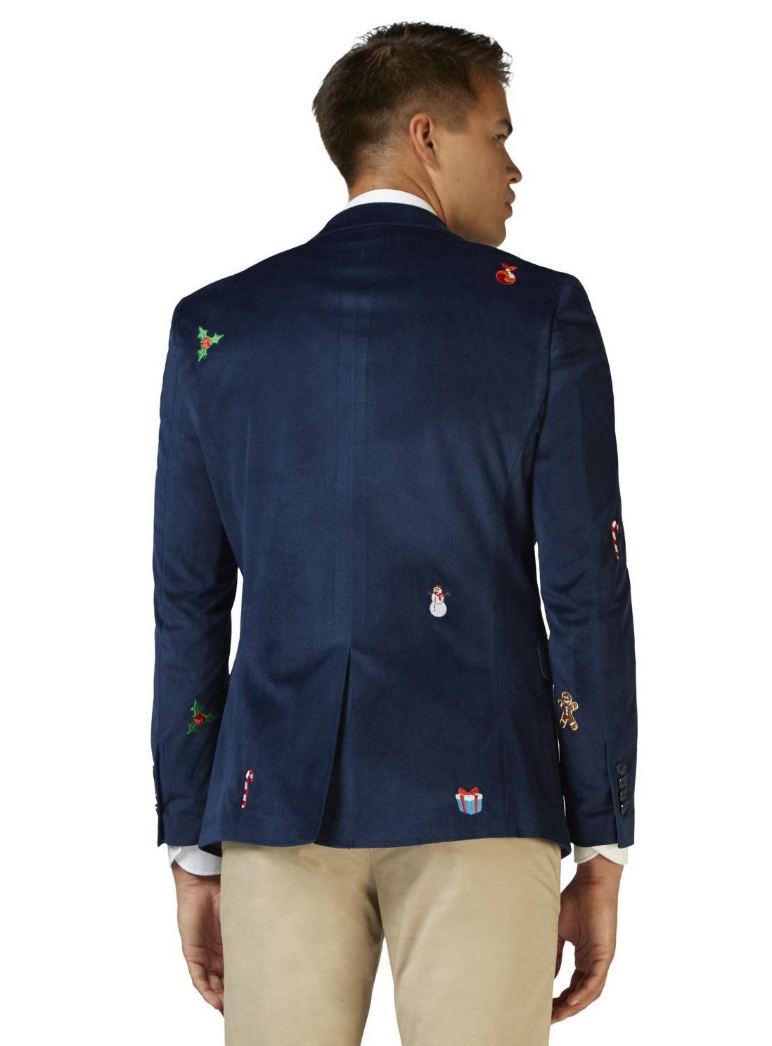 Opposuits Partyanzug X-Mas Icons - weihnachtlicher Blazer dunkelblau, Samtiger Blazer in hochwertiger ausführung