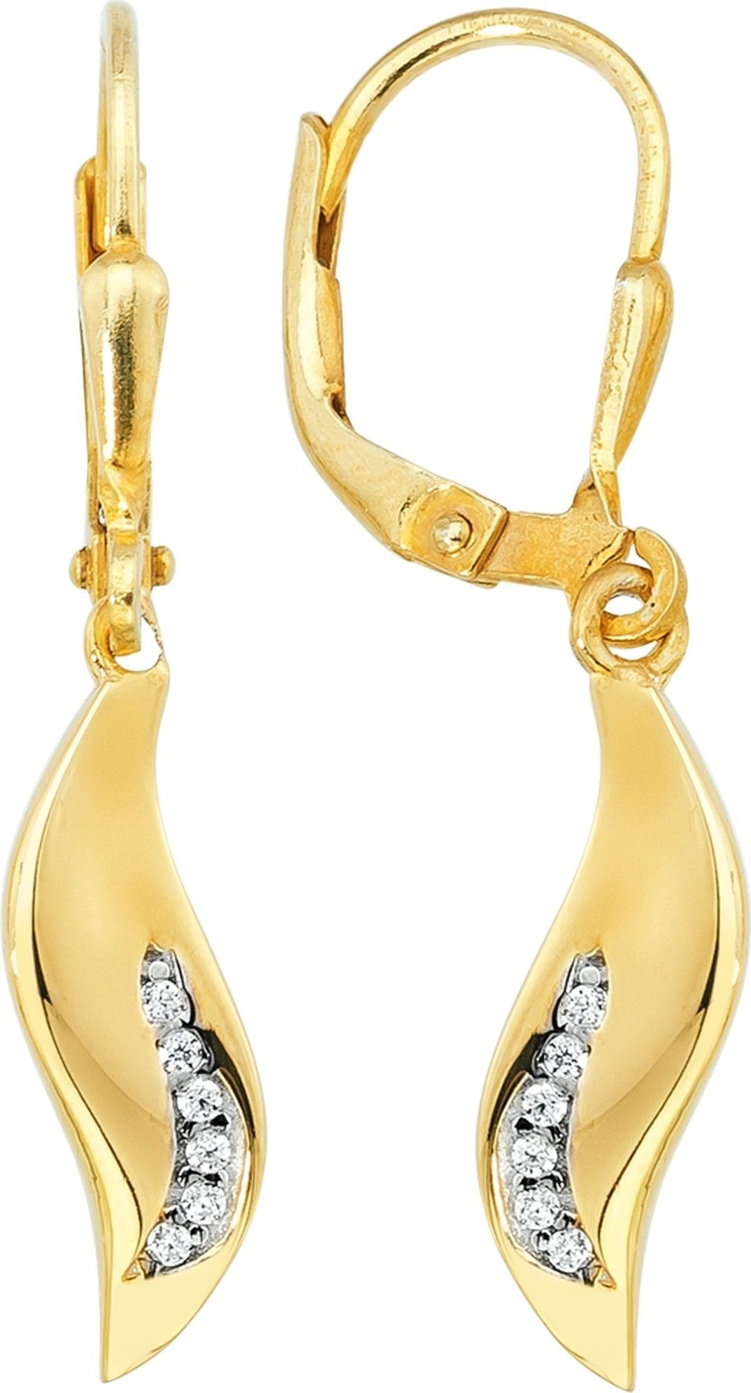 Paar (Welle) weiß, Farbe: (Ohrhänger), gold 333 Ohrhänger - Gold Gelbgold Balia 8K für Ohrhänger aus Damen Karat, Ohrhänger 8 Balia