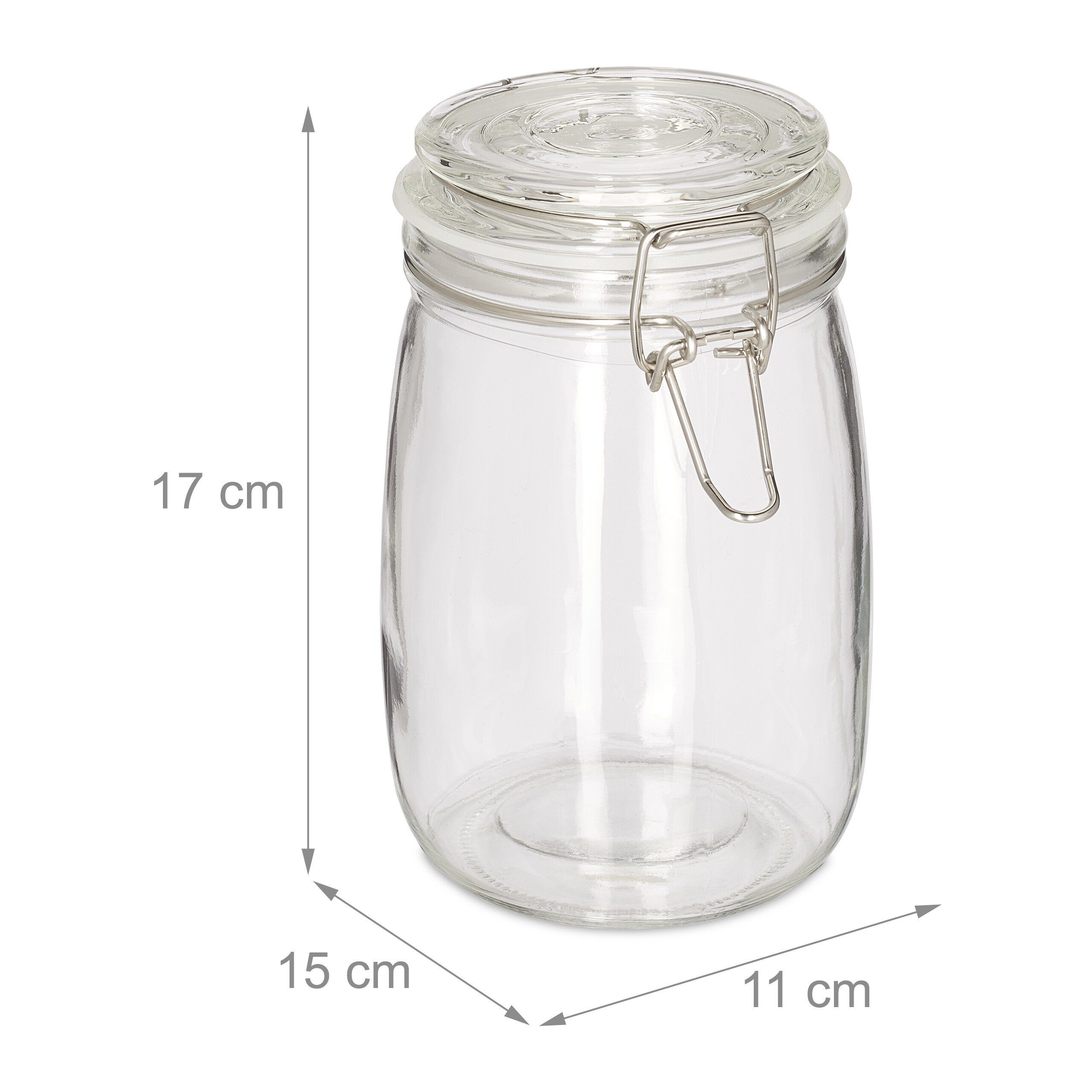 relaxdays Einmachglas 1000 ml Set, Glas im Einmachgläser 6er