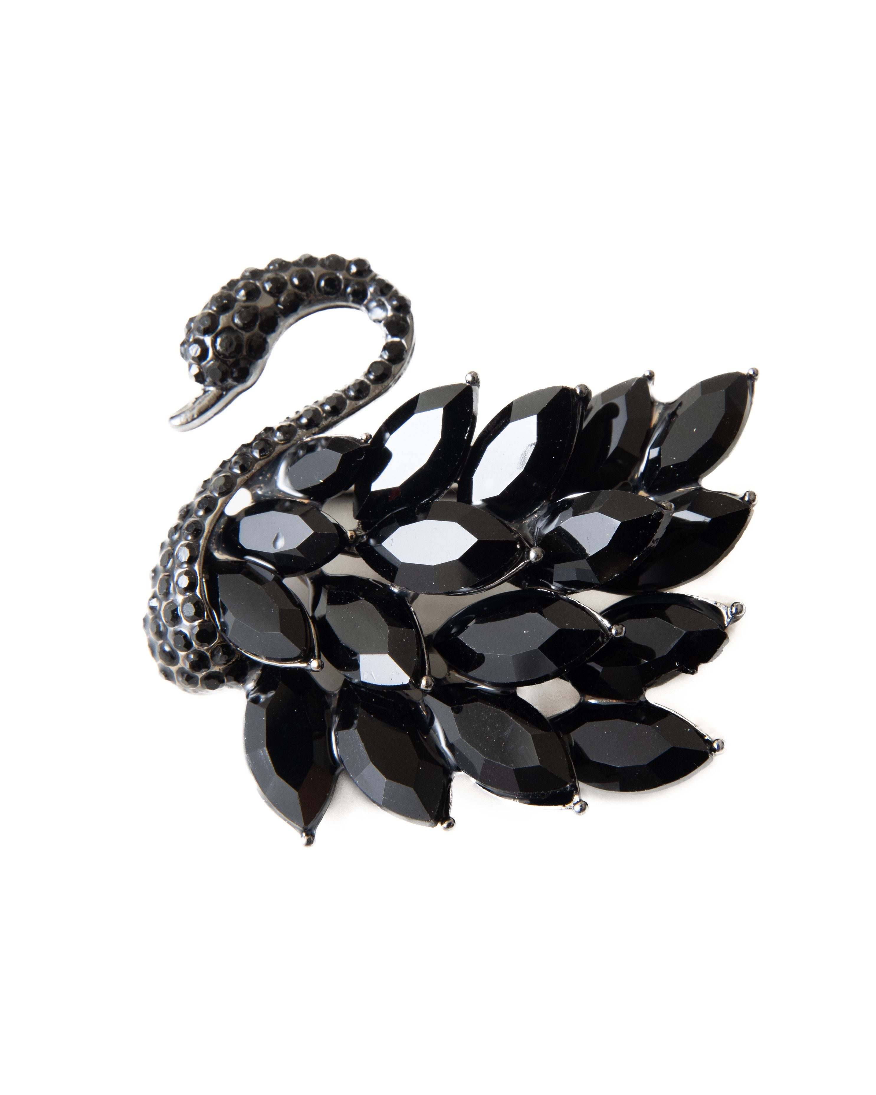 Form Strass schwarz MayTree Brosche eines mit Glassteinen Metallbrosche in und "Schwan", Schmetterlings (1-tlg),