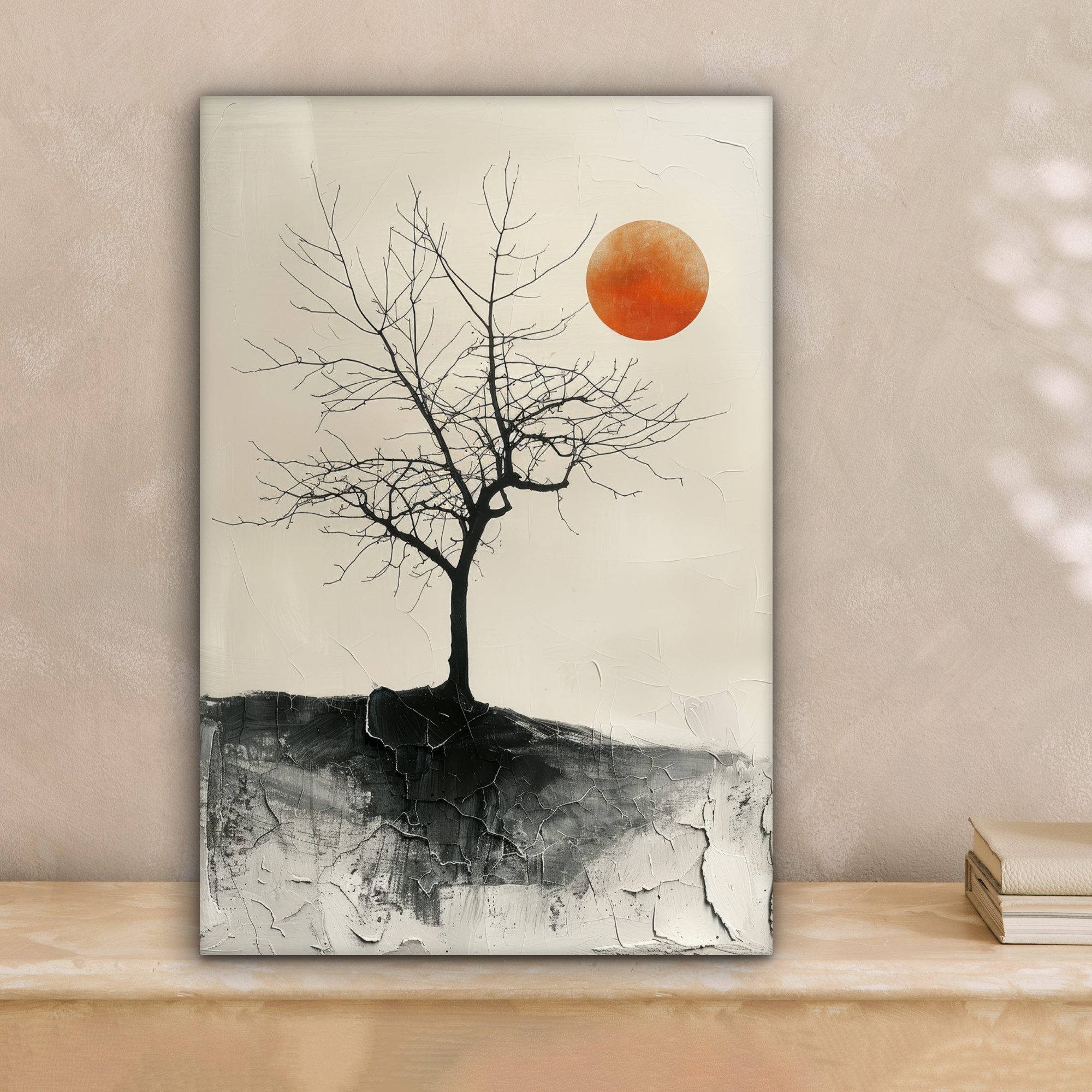 OneMillionCanvasses® Leinwandbild Baum - Sonne - Modern - Landschaft, Fotodruck (1 St), Leinwand Canvas Wandbild, Wanddekoration 20x30 cm