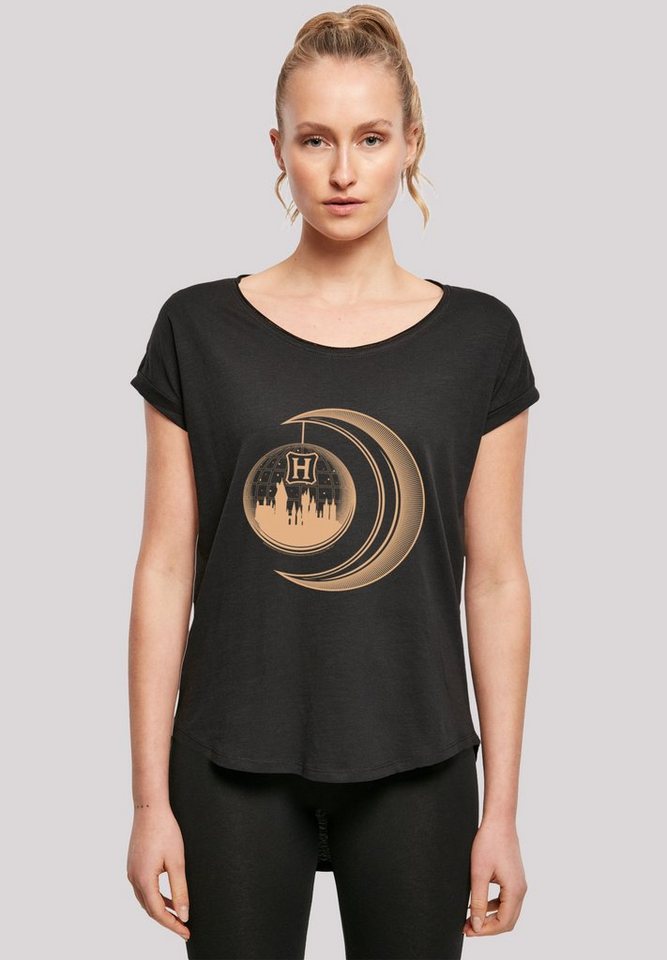 F4NT4STIC T-Shirt Harry Potter Hogwarts Moon Print, Hinten extra lang  geschnittenes Damen T-Shirt