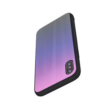 cofi1453 Bumper cofi1453® Aurora Glas Etui Silikon Hülle kompatibel mit Samsung Galaxy A70 (A705F) Hart Case TPU Handy Cover Schutz