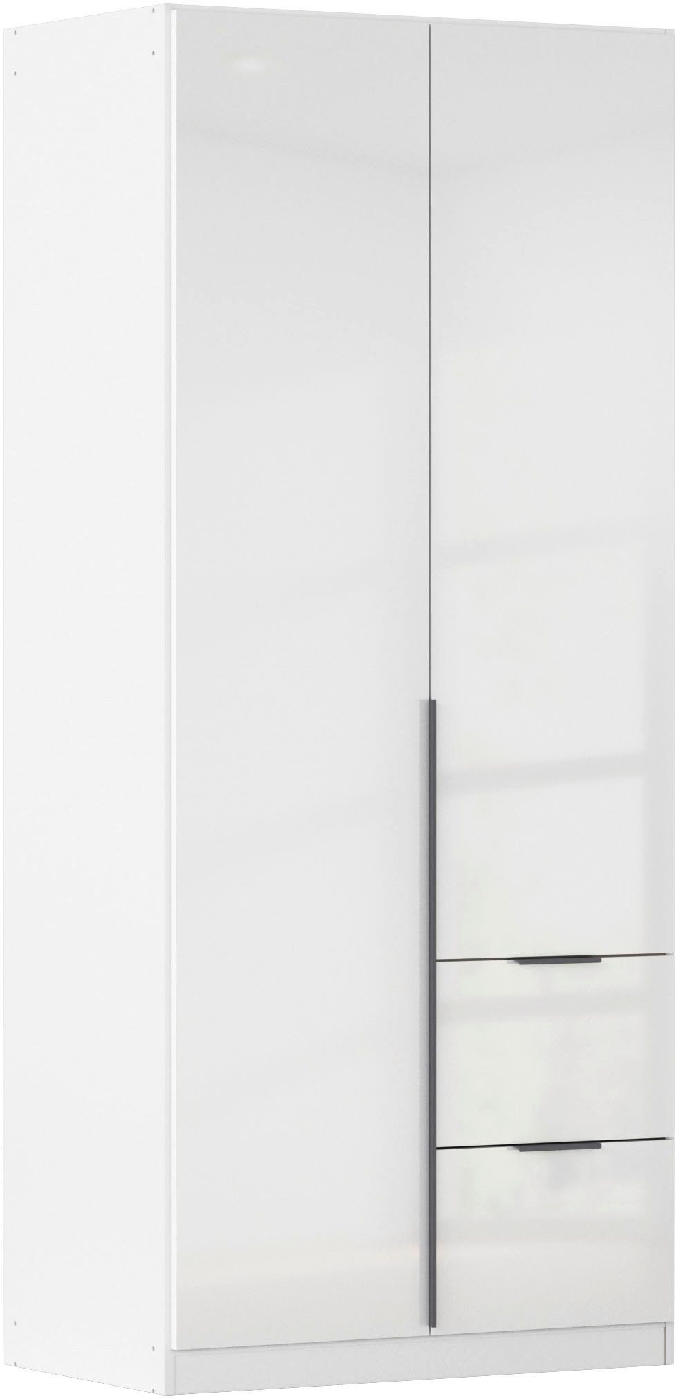 OTTO home Drehtürenschrank Kleiderschrank Schrank Garderobe AGORDO mit Dekor- oder Hochglanzfront (in zwei Griff-Farben, Breite 91 cm) mit Außenschubkästen, Serie in 7 Breiten und 2 Höhen MADE IN GERMANY