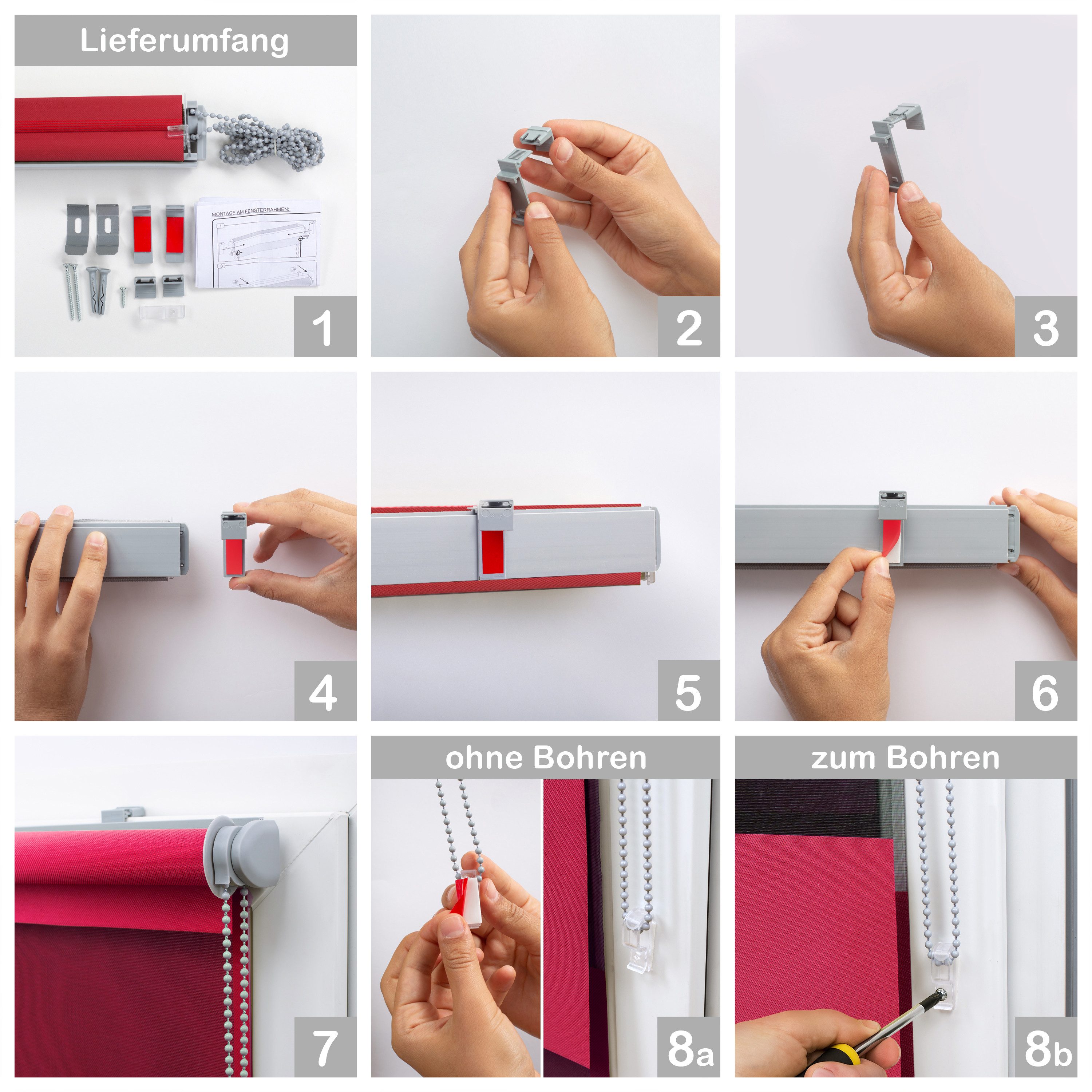 Doppelrollo "Metallic" Rollo Klemmfix-Halterung, DomDeco, Klemm- oder Schraubmontage, Klemmbar, Kettenzug, ohne Bohren, Sicht- und Blendschutz