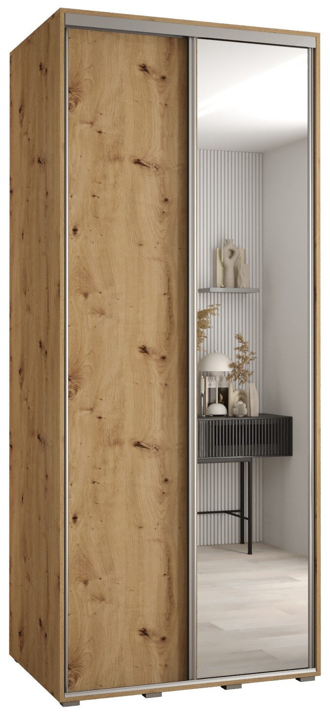 ABIKS MÖBEL Schwebetürenschrank Davos 3 Schlafzimmerschrank mit Spiegel, Kleiderstange und Regalen
