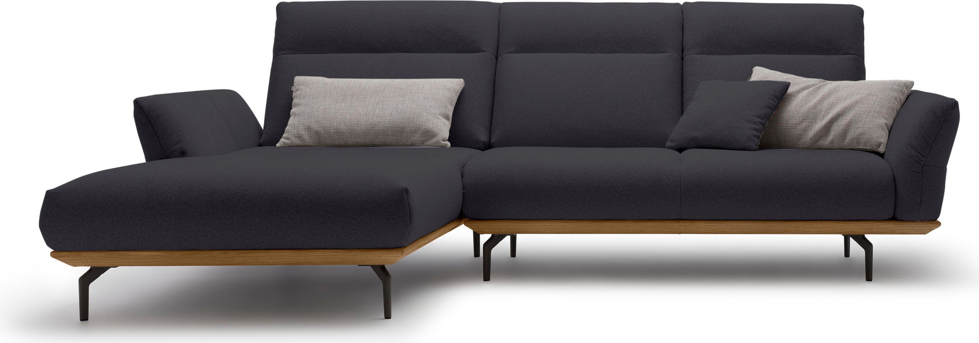 hülsta sofa Ecksofa hs.460, Sockel in Nussbaum, Winkelfüße in Umbragrau, Breite 298 cm