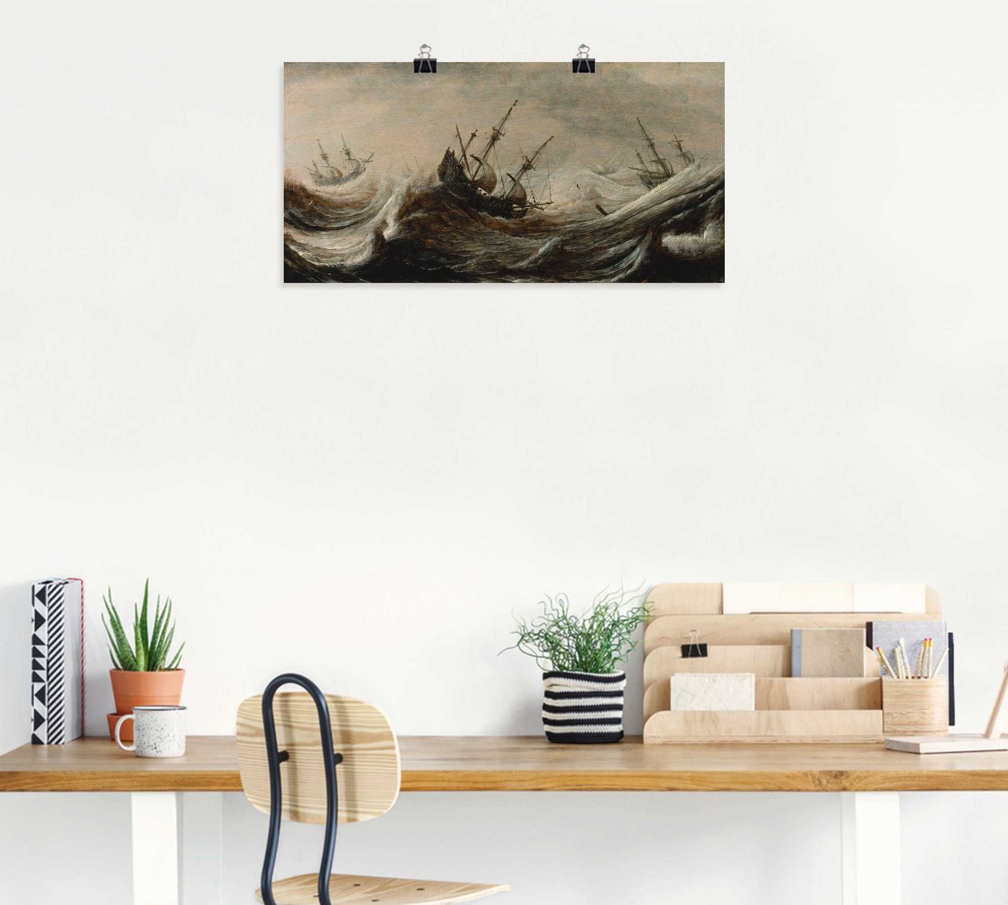 Wandbild Leinwandbild, Artland Poster See., oder in Gewässer versch. St), stürmischer Größen (1 Schiffe als Wandaufkleber in