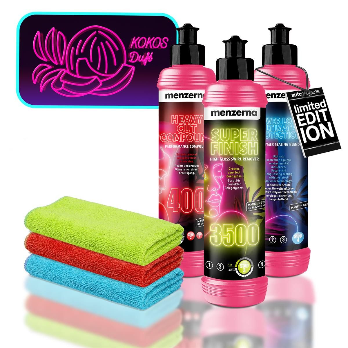 Set Menzerna EDITION Heavy Cut Super Finish Power Lock Zubehör Autopolitur
