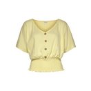 LASCANA V-Shirt mit breitem Smoksaum und Kopfleiste, Blusenshirt, sommerlich