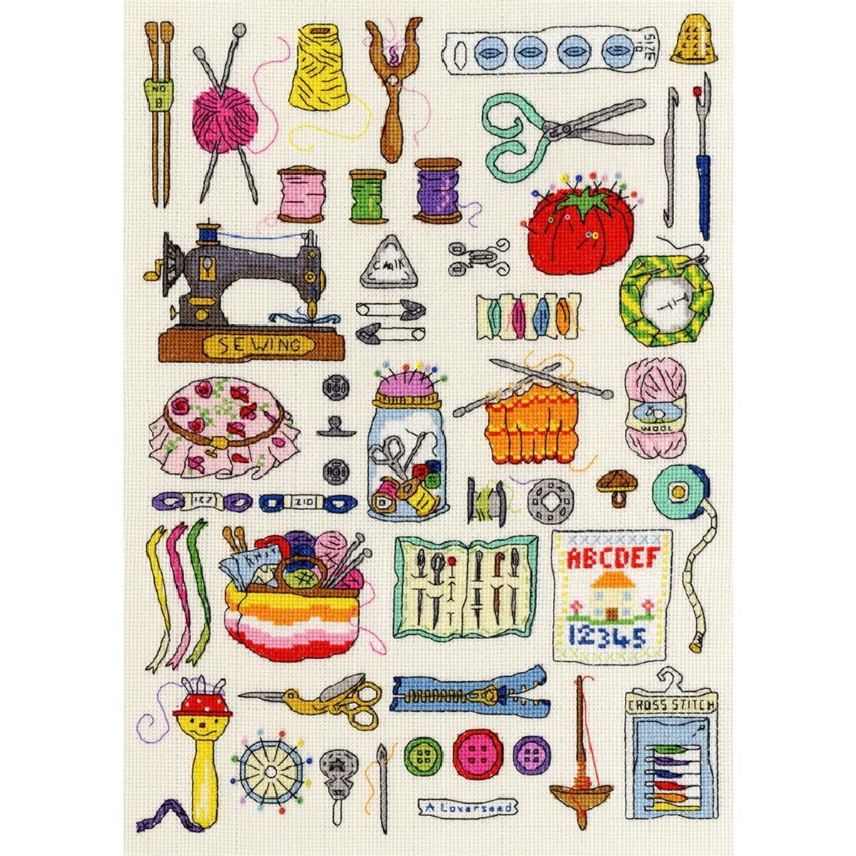 Bothy Threads Kreativset Bothy Threads Kreuzstich-Set "Nähen", (embroidery kit by Marussia)