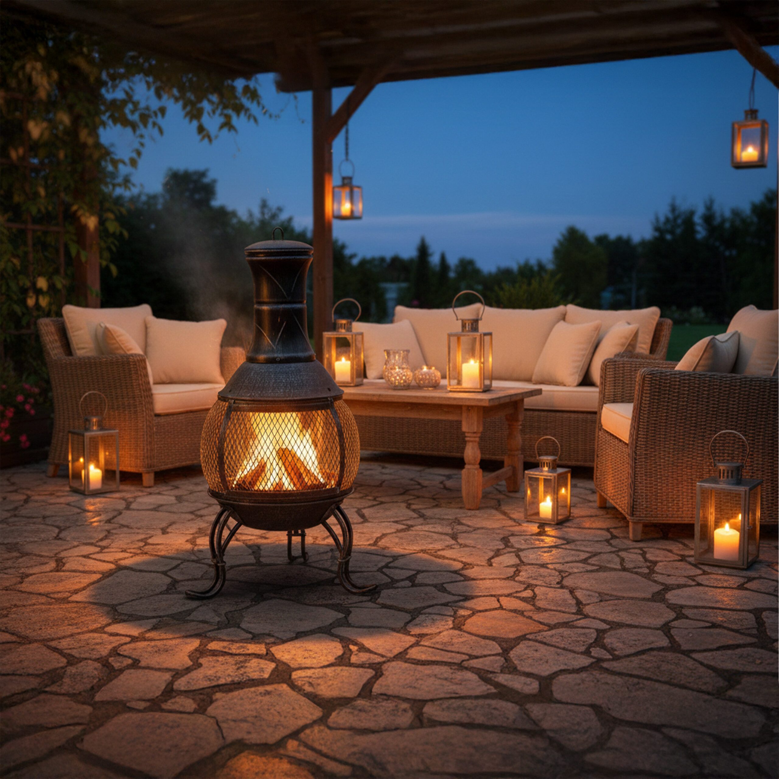 relaxdays Feuerschale Aztekenofen für Garten grau