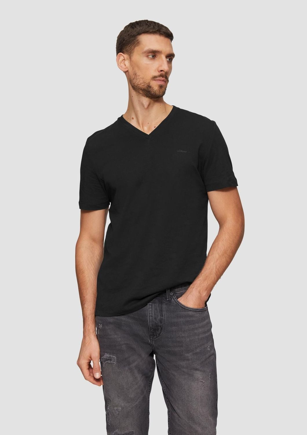 s.Oliver T-Shirt V-Ausschnitt, mit Logo auf günstig online kaufen