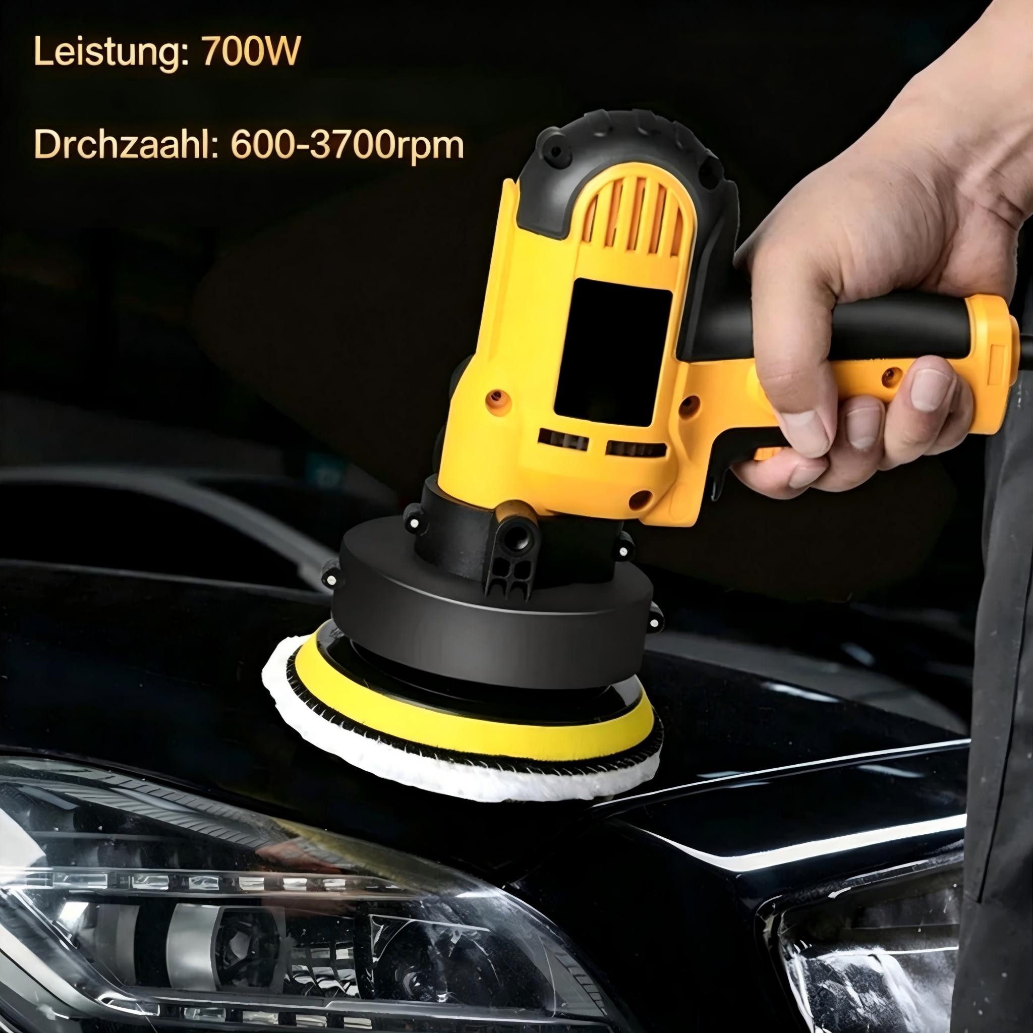 AIBISTAR Akku-Poliermaschine Polierer 700W, variable Drehzahl, 125mm, Auto, Holz, Metall, 600 min. U/min, 3700 max. U/min, Ø 125 mm, 600–3700 U/min,selbsthaften – Bild 4 von 5
