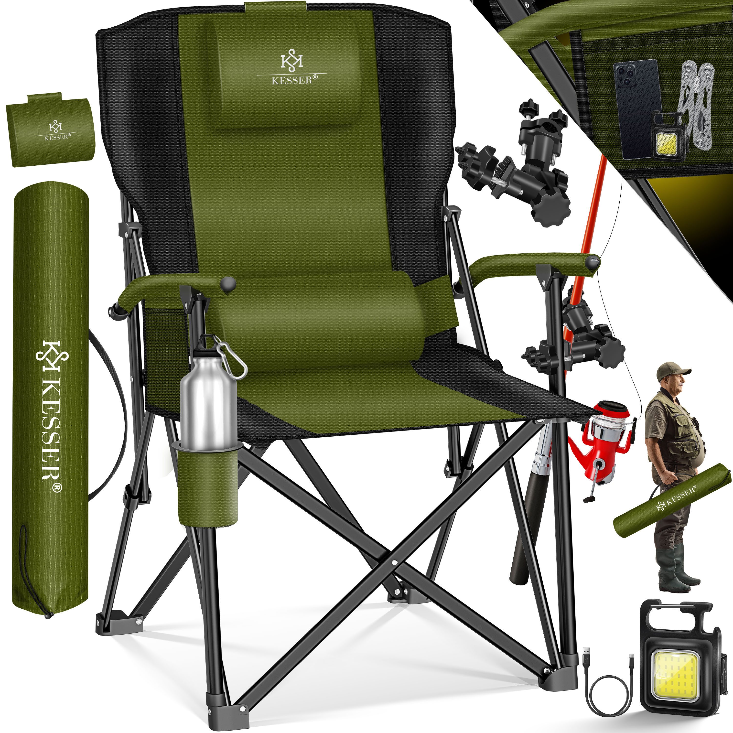 KESSER Campingstuhl Angelstuhl bis 160kg Faltstuhl Klappstuhl Gepolstert mi günstig online kaufen