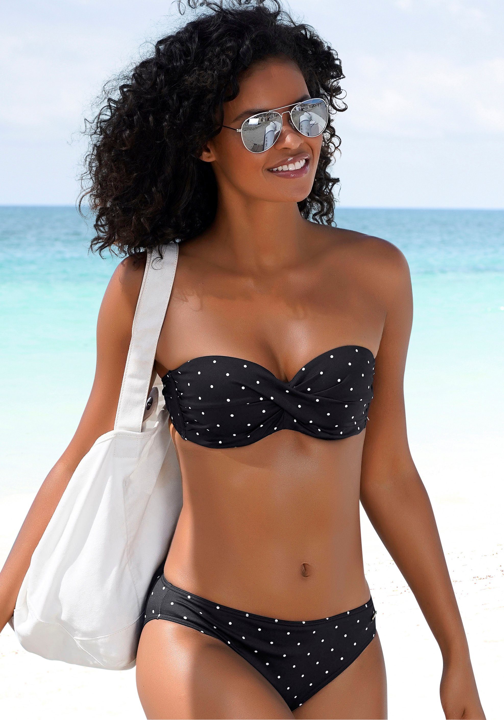 LASCANA Bügel-Bandeau-Bikini-Top »Sparkel«, mit klassischen Tupfen online  kaufen | OTTO