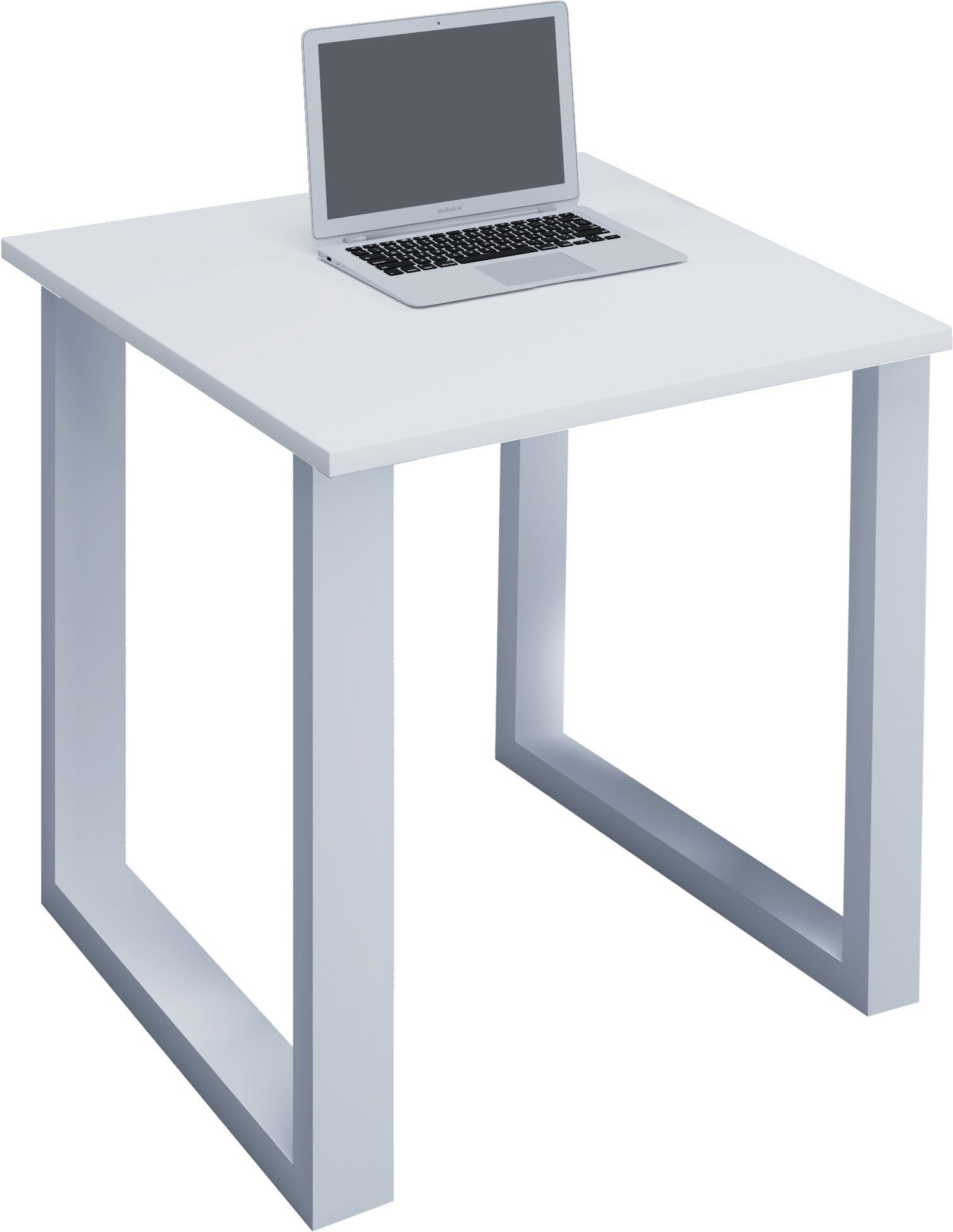 VCM Schreibtisch Bürotisch Lona H. 76 x B. 80 x T. 80 cm, Holz Schreibtisch, Füße aus hochwertigem Metall, Büromöbel