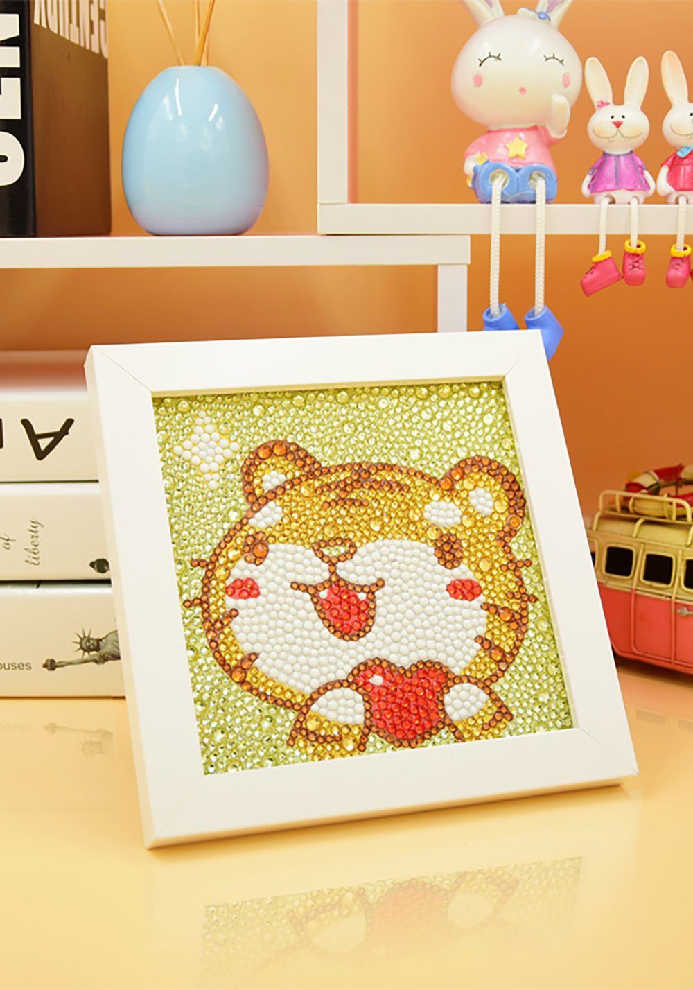 Vivi Idee Gemälde 5D DIY Diamant Painting Set mit Bilderrahmen, SX03 Tiger, Geschenk für Kinder
