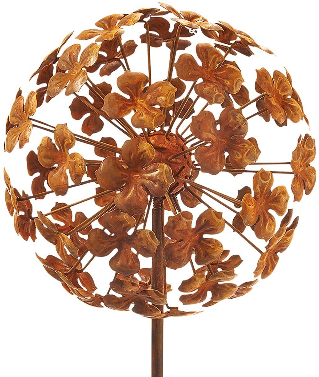 Kobolo Gartenstecker Dekostecker rusty flower ball im 2er Set H 110 cm (aus Metall)