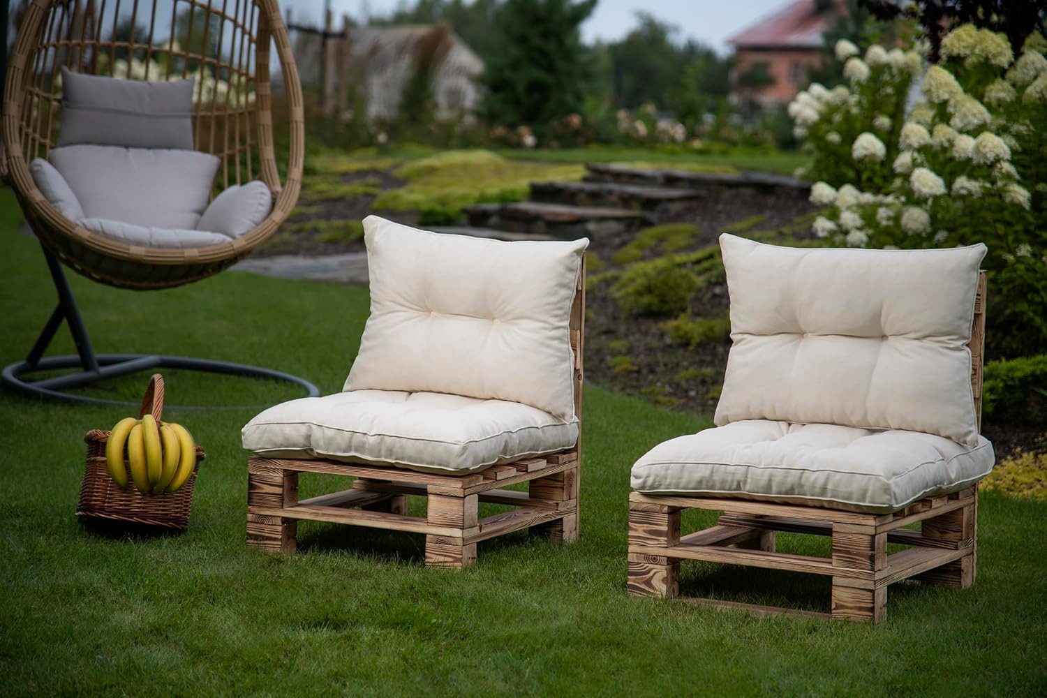 sunnypillow Stuhlkissen Gartenkissen für Gartenmöbel Rattanmöbel, Outdoor / Indoor