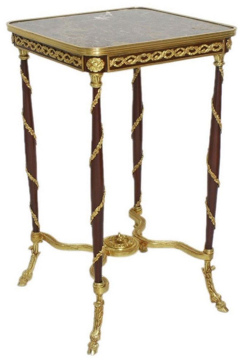 Casa Padrino Beistelltisch Barock Beistelltisch Braun / Gold / Schwarz 45 x 45 x H. 78 cm - Handgefertigter Massivholz Tisch im Barockstil - Barock Möbel