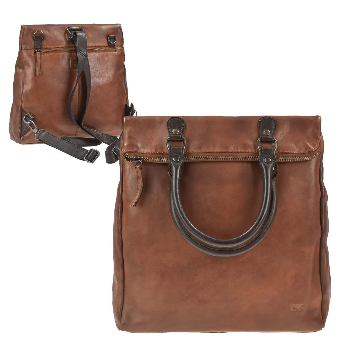 Bear Design Freizeitrucksack "Evi" Cow Lavato Leder, 3in1 Rucksack, Umhängetasche, Handtasche Shopper Leder, 31x31cm