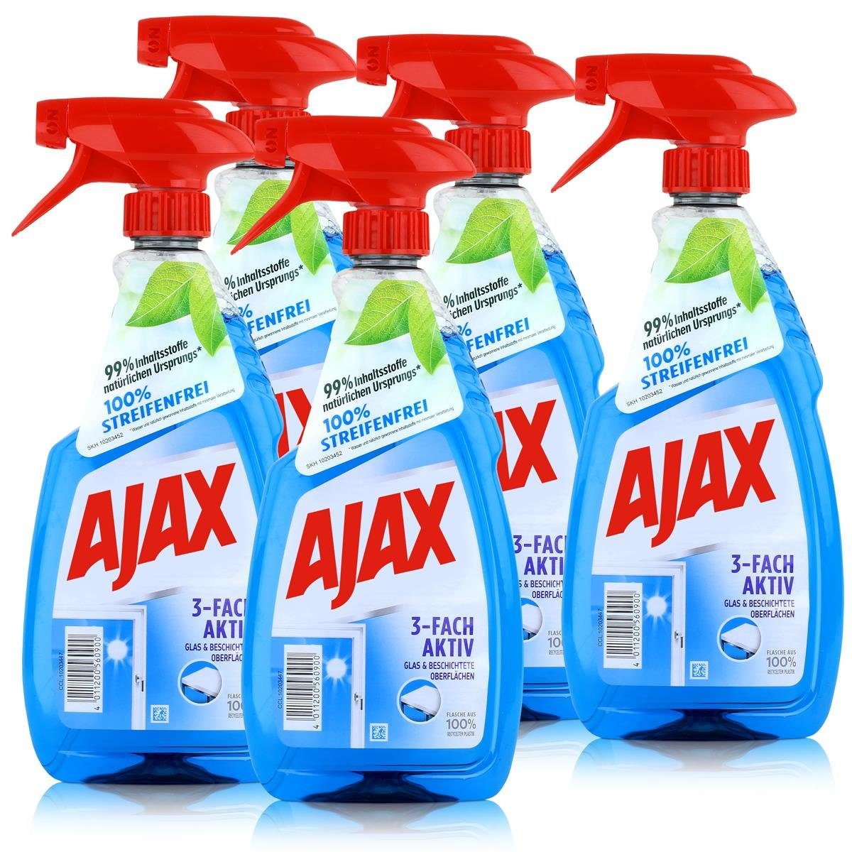AJAX Ajax Glasreiniger 500ml - Für Glas & Beschichtete Oberflächen (5er Pac Glasreiniger | Glasreiniger