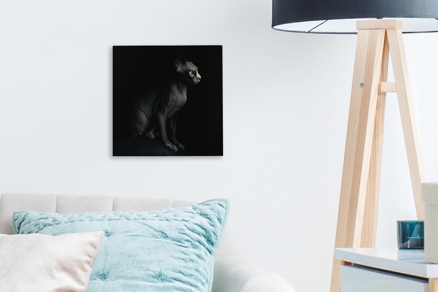 schwarzen OneMillionCanvasses® (1 Leinwand St), Leinwandbild für Bilder Schlafzimmer Porträt einer Sphynx, Wohnzimmer