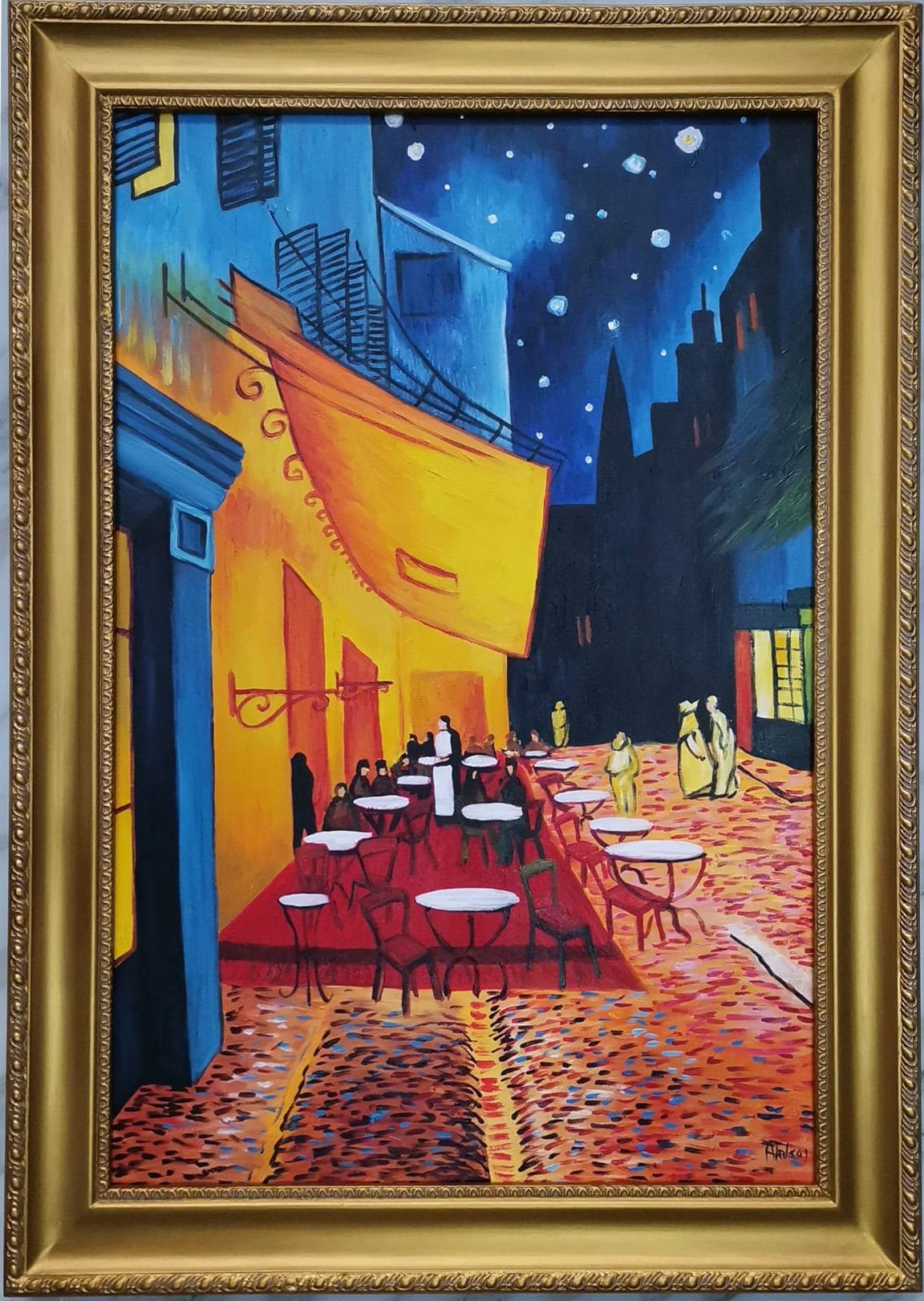 Mit Europe Vincent Rahmen "Nachtcafé" Made Ölbild Van Ölbilder in Gogh JVmoebel G02485 Sofort, Ölbild