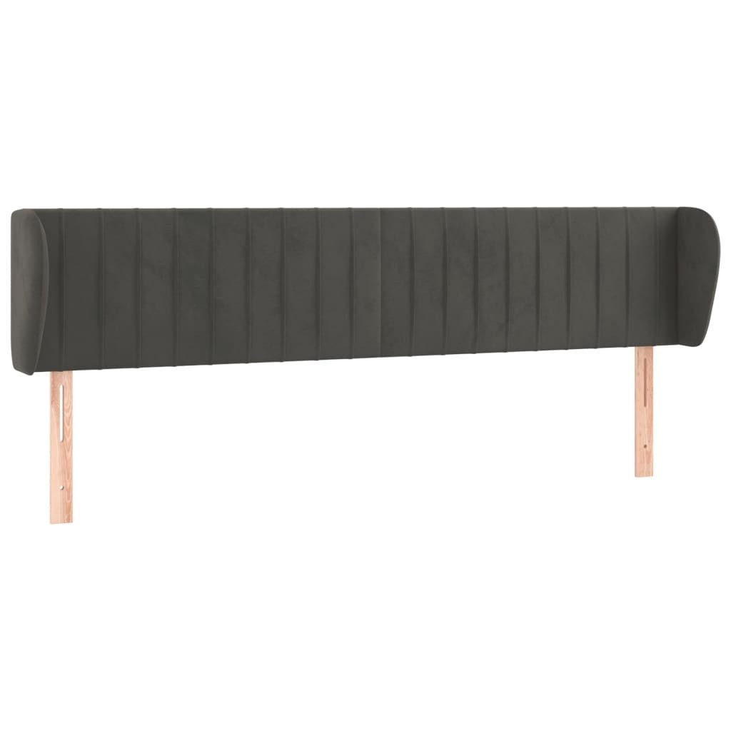 Bett Kopfteil mit Ohren Dunkelgrau 183x23x78/88 cm Samt