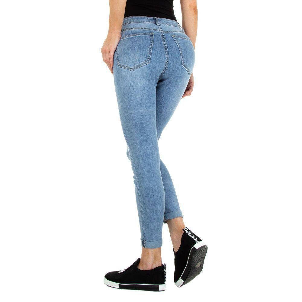 Freizeit Skinny-fit-Jeans Blau Damen Stretch Jeansstoff Jeans Skinny Ital-Design in