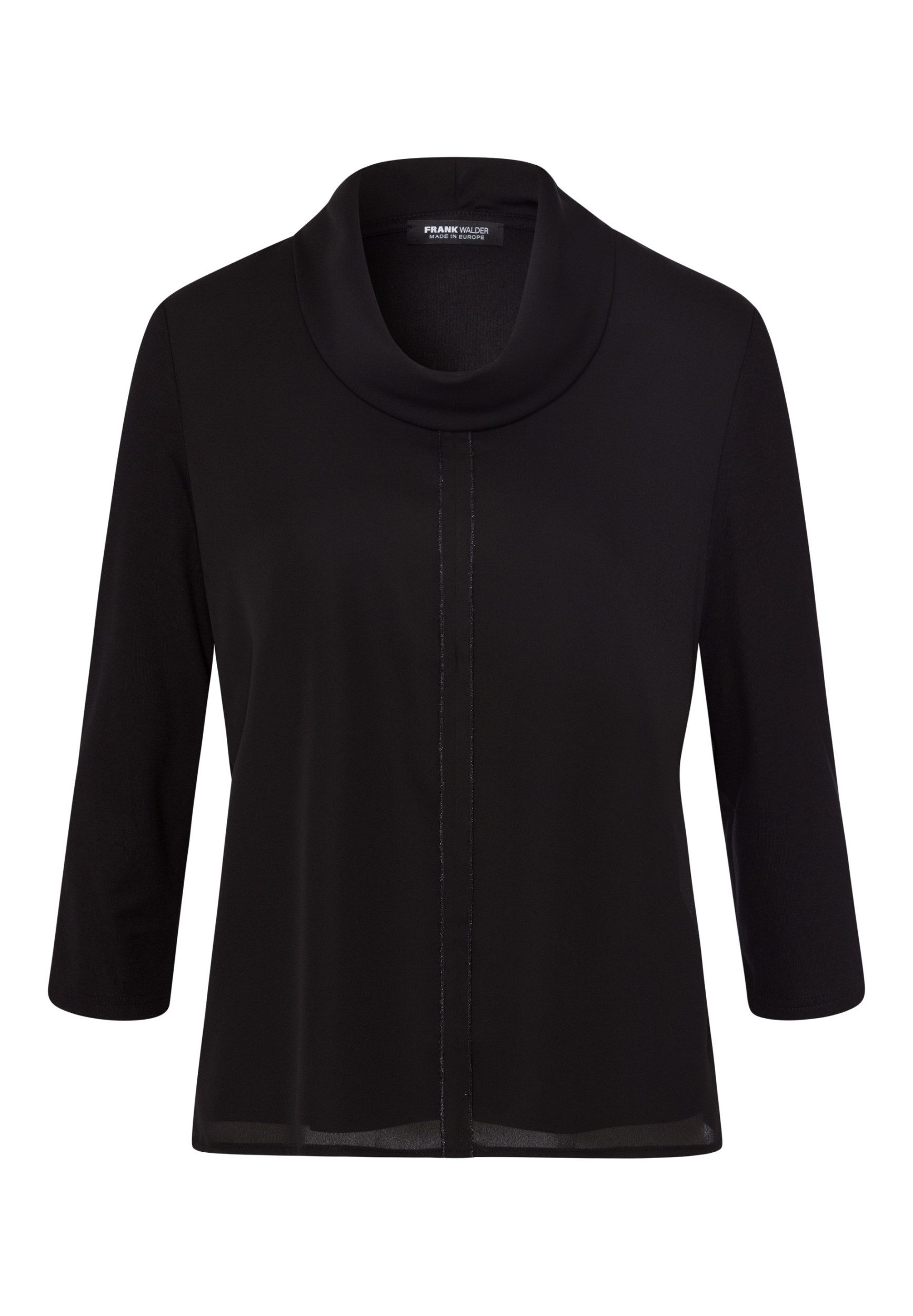 FRANK WALDER Langarmbluse - feminines Blusenshirt in Unifarbe mit Ziernaht und fallenedem Kragen