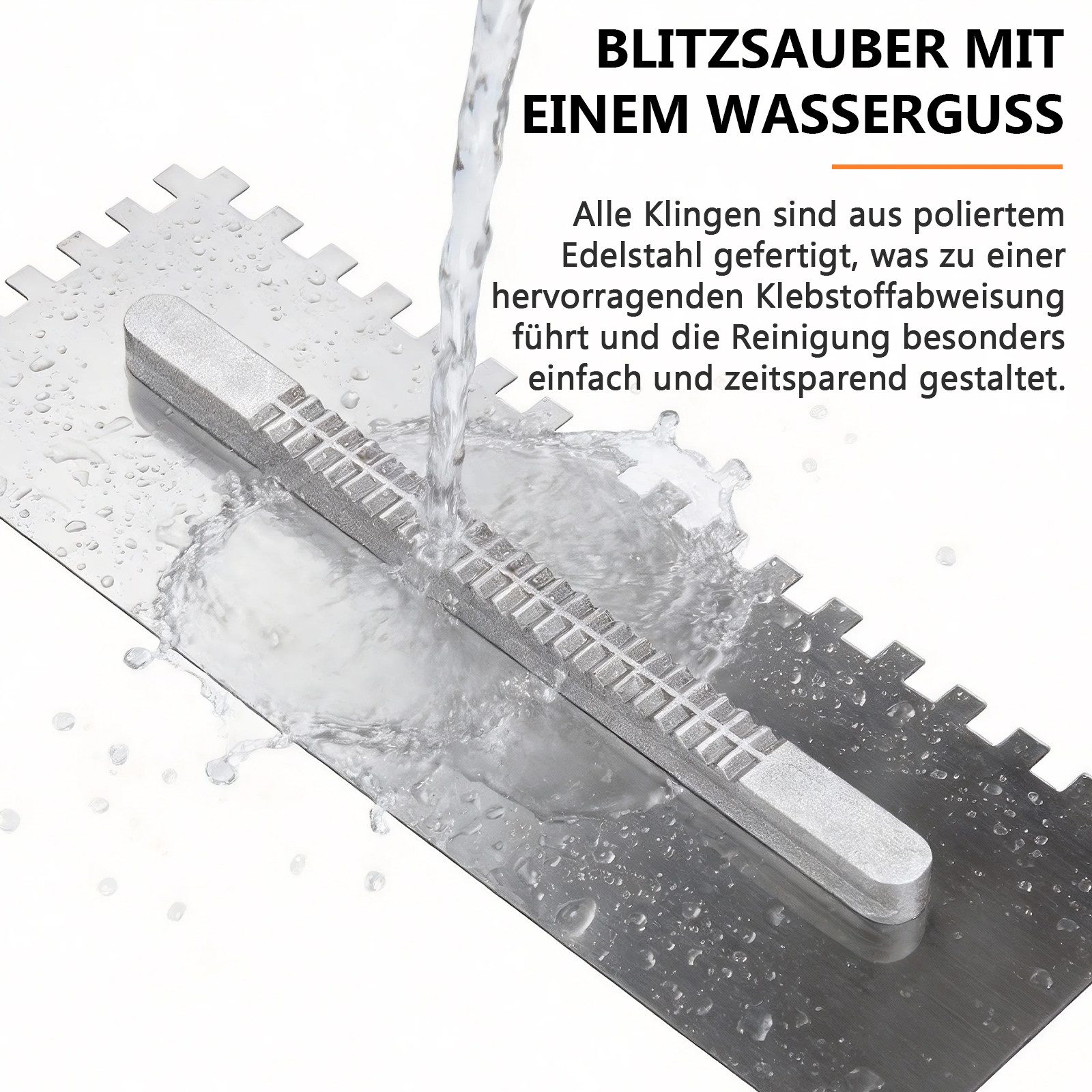 XERSEK Glättekelle Wechselkellen-Set mit 6-Klingen, Vielseitiges Zahnkelle Maurerkelle (Abnehmbarer Griff + 6 Klingen-St., 6x6-12mm, U+T-Kelle, Abnehmbarer Grif – Bild 5 von 5