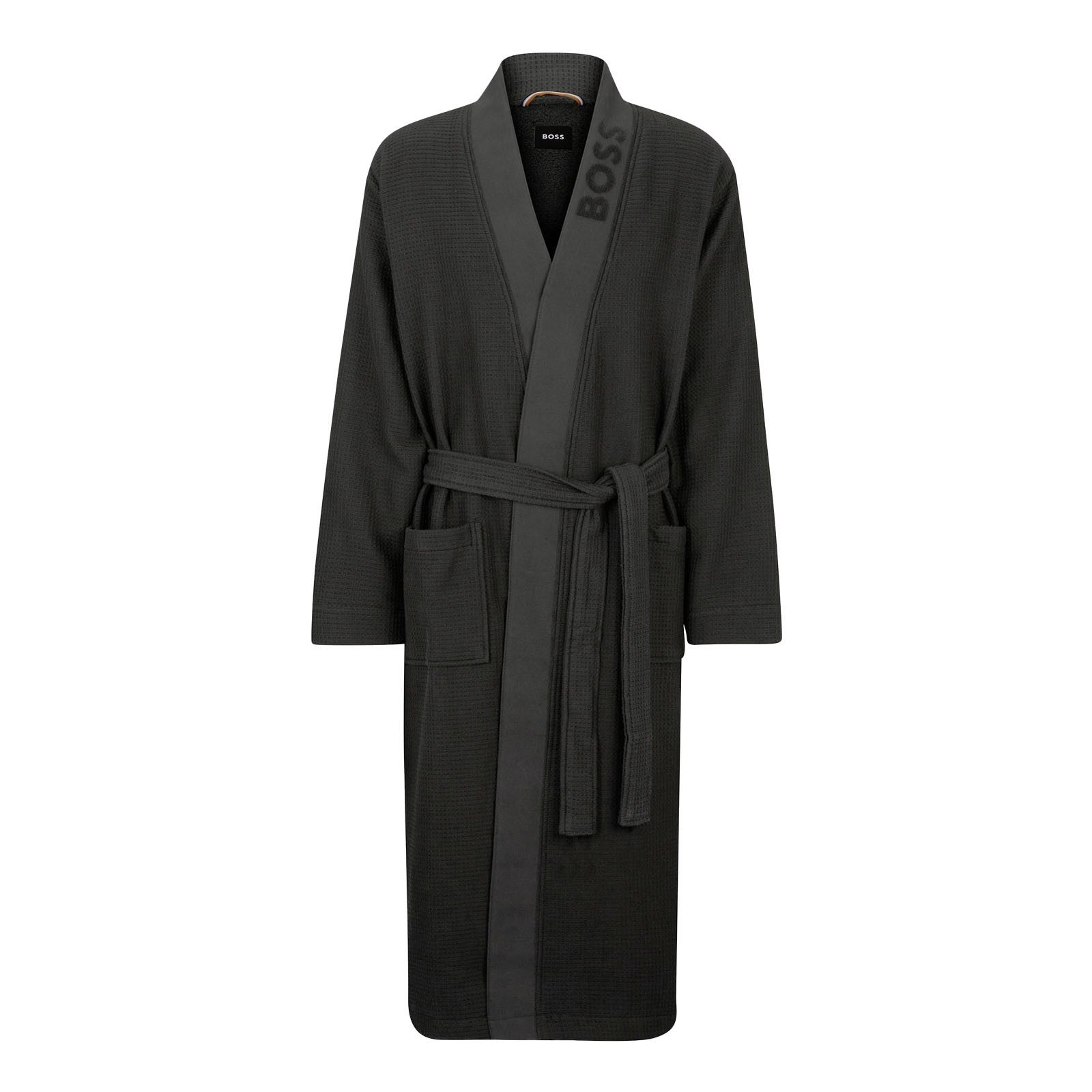 BOSS Kimono Waffle Kimono, lang, Baumwoll-Mix, mit Bindegürtel, Bindeverschluss, mit Waffelstruktur