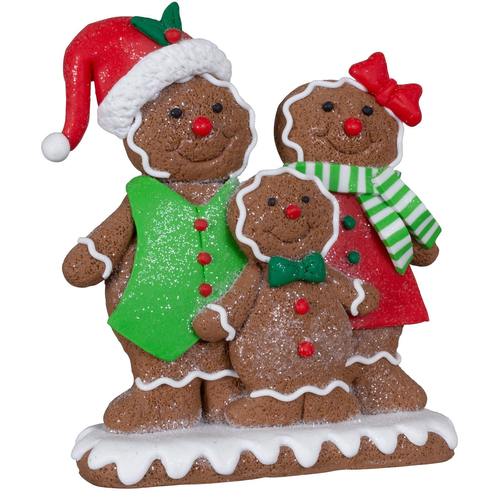 Christmas Paradise Weihnachtsfigur Lebkuchenfamilie 15cm Lebkuchenmann (Deko Figur, 1 St), Braun, Glitzer