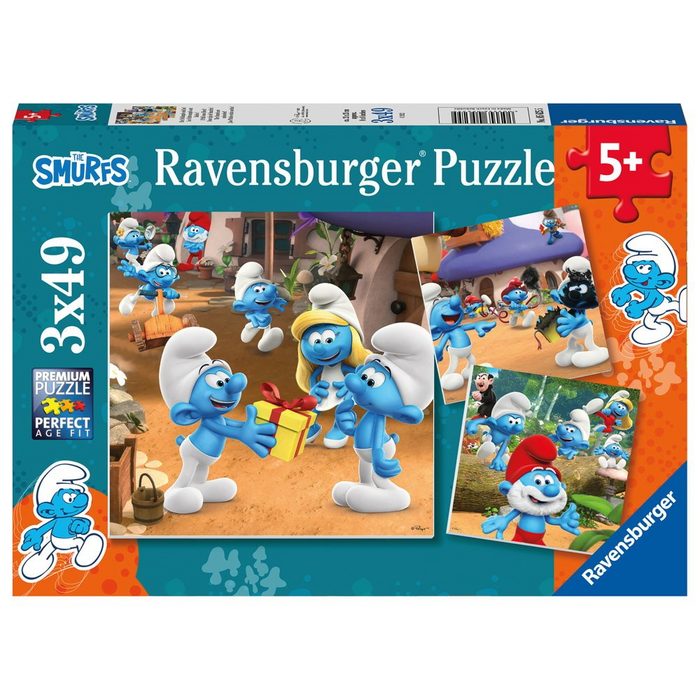 Ravensburger Puzzle 3 x 49 Teile Ravensburger Kinder Puzzle Die Schlümpfe sind los! 05625 49 Puzzleteile