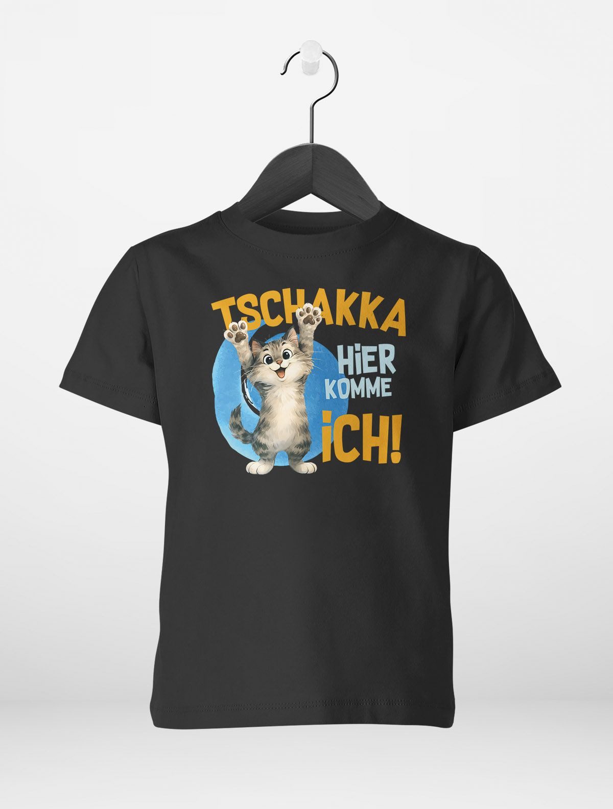 Print-Shirt Kinder T-Shirt Mädchen Aufdruck Katze Spruch lustig Tschakka hier